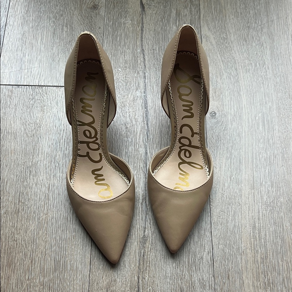 Sam Edelman Women's Beige Pointed Kitten Heels